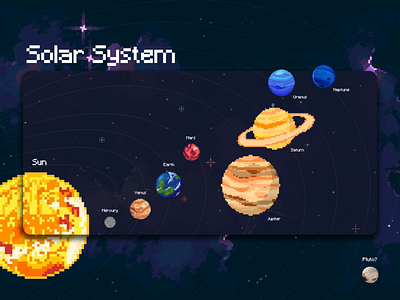 Solar System - Pixel Art dark mode design earth figma galaxy graphic design illustration login mars moon nasa pixel pixel art planet solar system space sun ui uiux ux