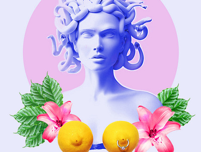Modern Medusa design illustration limon medusa tropical