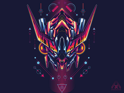 Barbatos sacred geometric cover debut detail dribbble geometric illustration invite modern new robot sacred vector