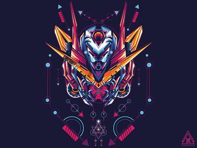 Gundam Sacred Geometric geometric gundam illustration poster robot sacred t shirt vector