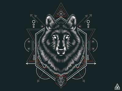 Wolf animal detail geometric illustration jungle sacred wild wolf