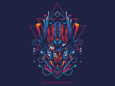 Optimus Prime Bad Side in sacred geometry background frame head illustration neon ornament poster robot sacred geometry t shirt transformers