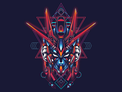 Gundam sacred geometry face gundam mecha robot sacred geometry t shirt design tattoo