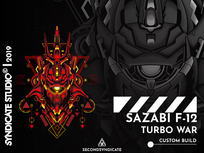 Sazabi F 12 Turbo War branding design detail face geometry giantrobot gundam gunpla head illustration japan logo mecha modern red robot sacred sacredgeometry t shirt ui