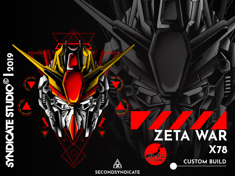 Zeta War X78 sacred geometry ux branding ui logo geometric detail apparel design poster tshirt geometry sacredgeometry face head red japan illustration robot mecha gunpla gundam
