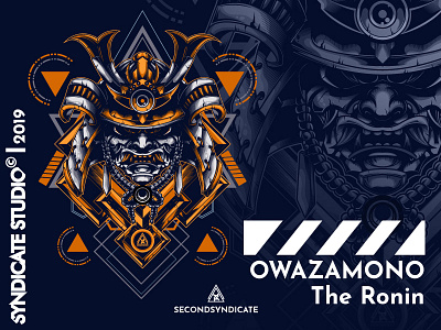 Owazamono branding design detail geometric head illustration japan japanese mask poster ronin sacred geometry samurai t shirt trooper vector