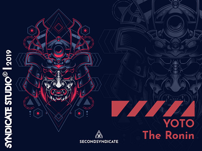 Yoto The Ronin sacred geometry branding cover design detail geometric head illustration logo mask modern ninja poster ronin sacred geometry samurai t shirt tattoo vector warrior wild