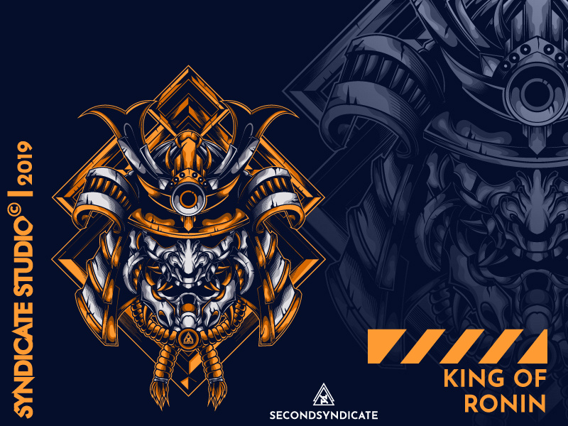 King Of Ronin apparel pin logo wild branding design modern vector detail head poster t-shirt illustration tokyo tattoo samurai mask ronoin ninja japan