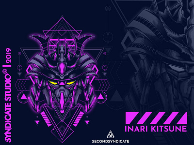 Inari Kitsune apparel clothing detail digitalart giantrobot gundam gunpla head helmet illustration japan logo mecha pin poster sacred geometry samurai t shirt t shirtdesign tshirt