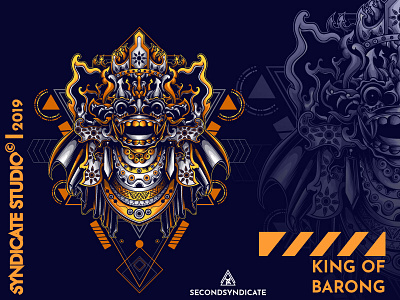 King Of Barong animal bali barong culture dance detail face geometric head illustration leak logo mask modern poster sacred geometry t shirt tattoo vector