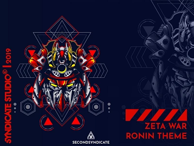 Zeta war Ronin Theme apparel branding clothing detail giantrobot gundam gunpla head illustration logo mecha merchandise design modern neon poster sacred geometry t shirt tattoo vector zeta