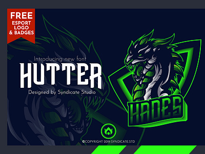 HUTTER | Esport Font + FREE Logo and Badges