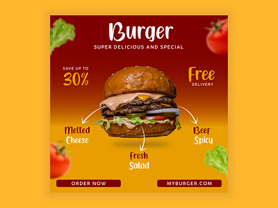 Social Media Burger Post Design graphic design ui