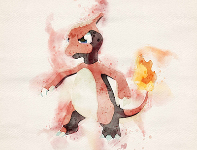 #005 Charmeleon charmeleon illustration photoshop pokemon watercolor