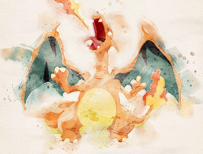 #006 Charizard charizard illustration photoshop pokemon watercolor