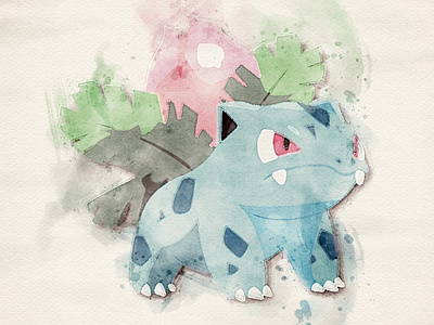 #002 Ivysaur illustration ivysaur photoshop pokemon watercolor