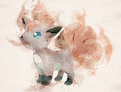 #037 Vulpix illustration photoshop pokemon vulpix watercolor