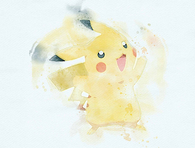 #025 Pikachu illustration photoshop pikachu pokemon watercolor