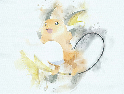 #026 Raichu illustration photoshop pokemon raichu watercolor