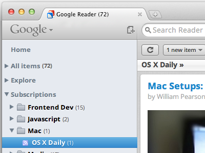 Google Reader — Mac OS Lion UI google lion mac osx reader ui userstyle