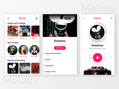 Melody Music App app app design appdesign application design freelancer app music app music player sketch ui xd xd design