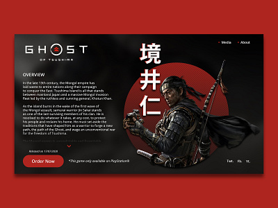 Ghost of Tsushima Landing Page clean design flat graphic design minimal typography ui ux web website