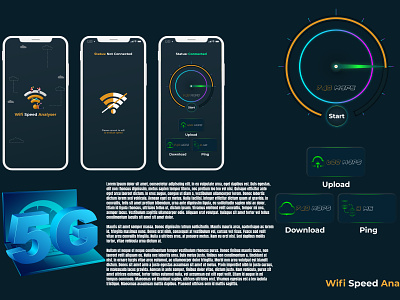 Wifi Speed Analyser 5g app connection status internet speed meter speed test ui wifi