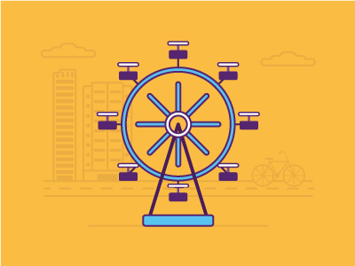 Ferris Wheel ferris whell icon illustration orange