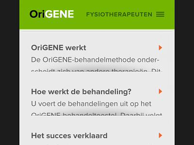 Origene mobile interface