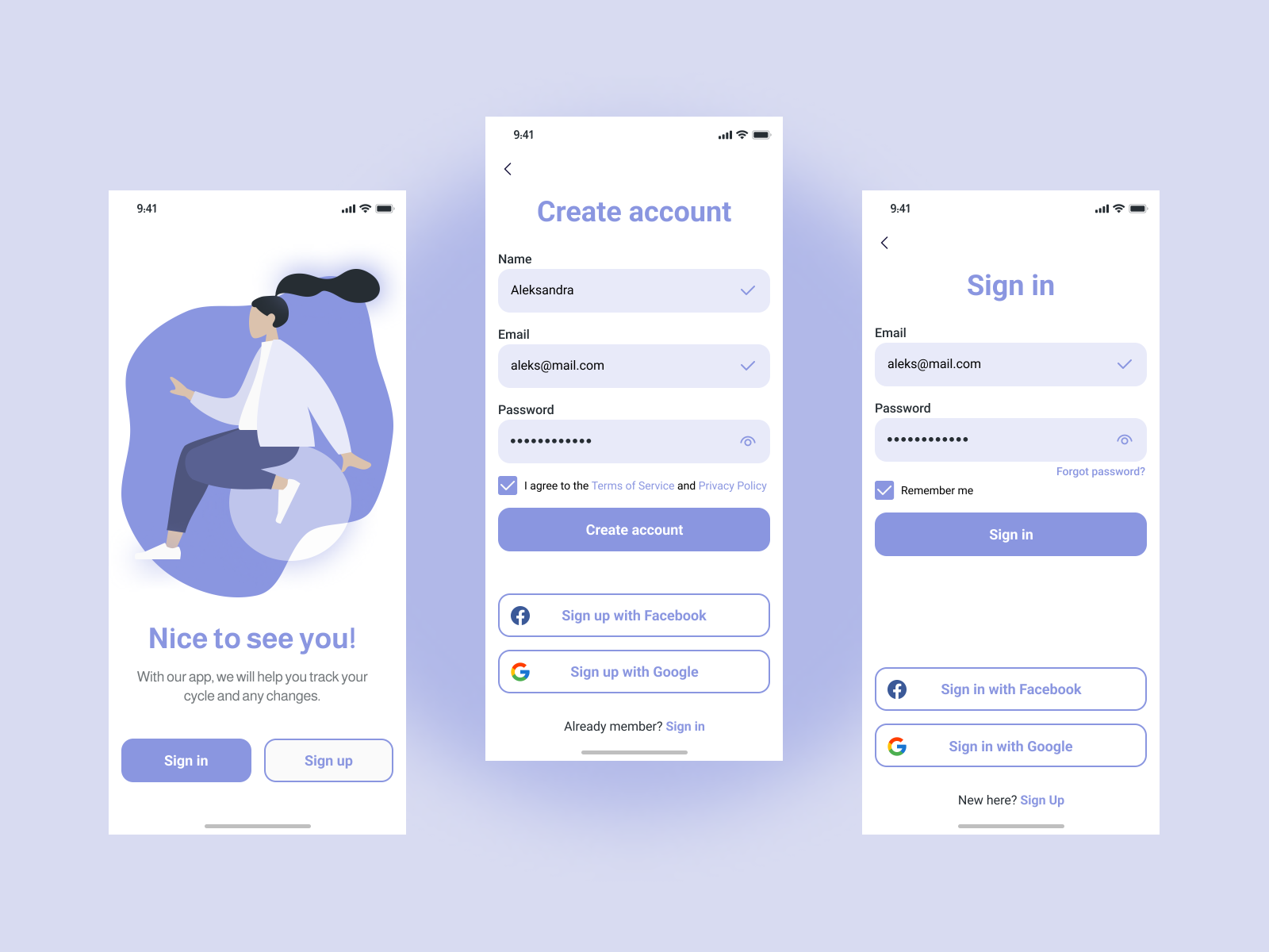 Sign Up / Sign In Mobile app by Aleksandra Meleshko on Dribbble