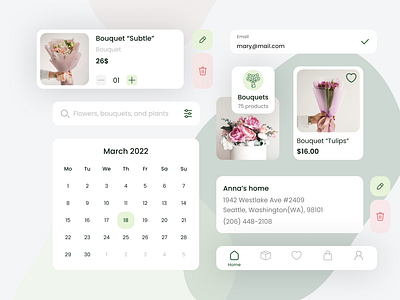 UI Components for Flowers & Plants Shop App | Mobile App