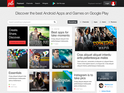 Playboard apps bootstrap games redesign web website