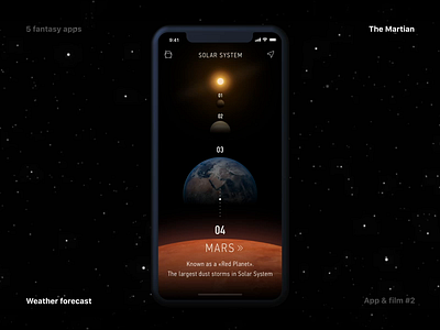 What if... Fantasy app for movie lovers #2 animation app cinema concept cosmic cosmos design fantasy interaction ios language mars martian mobile movie planets uiux ux weather weather forecast