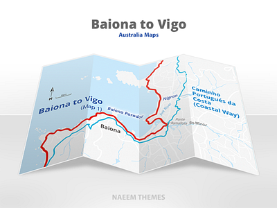 01 Baiona to Vigo Map 1 01 by Naeem Raza app baiona to vigo baiona to vigo clean design flat icon illustration map map illustration maps minimal vector