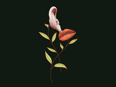 Érogène branding collage ear erogenous flat flower illustrator leaves lines lips mouth photoshop sexual tension vector