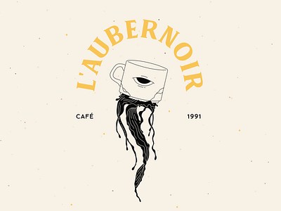 Aubernoir black blackeye branding broken café coffee cup cups design drops eye flat illustration illustrator liquid logo medusa minimal tasse vector