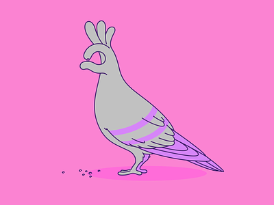Pigeon bird branding eating fingers flat hand illustration illustrator line logo minimal pigeon pink surreal vector wings