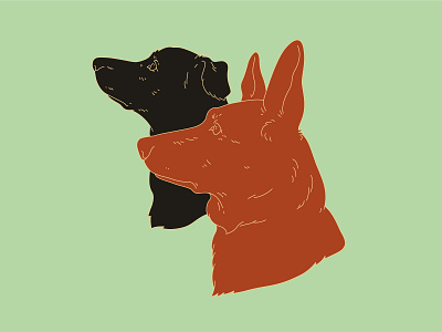 Charlie & Banane animal branding design dog flat german shepherd illustration illustrator labrador line logo minimal vector
