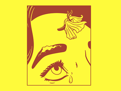 Moth branding crying design emotion emotional eye flat girl hair illustration illustrator minimal surreal tear vector woman