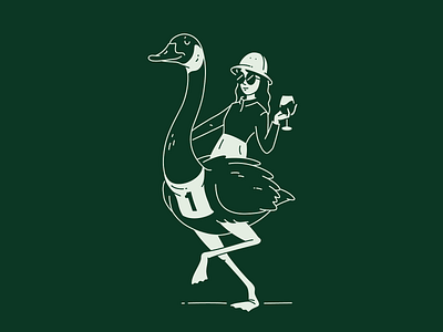 Goose bird branding character design drink flat goose illustration illustrator logo minimal orstrich race summer sunglasses tasting thursday vector wine woman