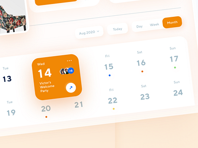 Calendar view app flat minimal typography ui ux vector web