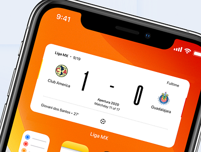 Soccer Score Widget 4 app design flat icon interface ios ios14 patterns soccer typography ui ux widget