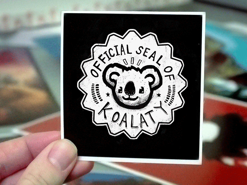 Official Seal of Koalaty animals animated apparel cute gif illustration illustrator print printmaking shirt t typography