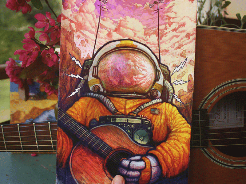 Space Jam astronaut digital painting drawing gif guitar illustration lynam music photoshop ronan