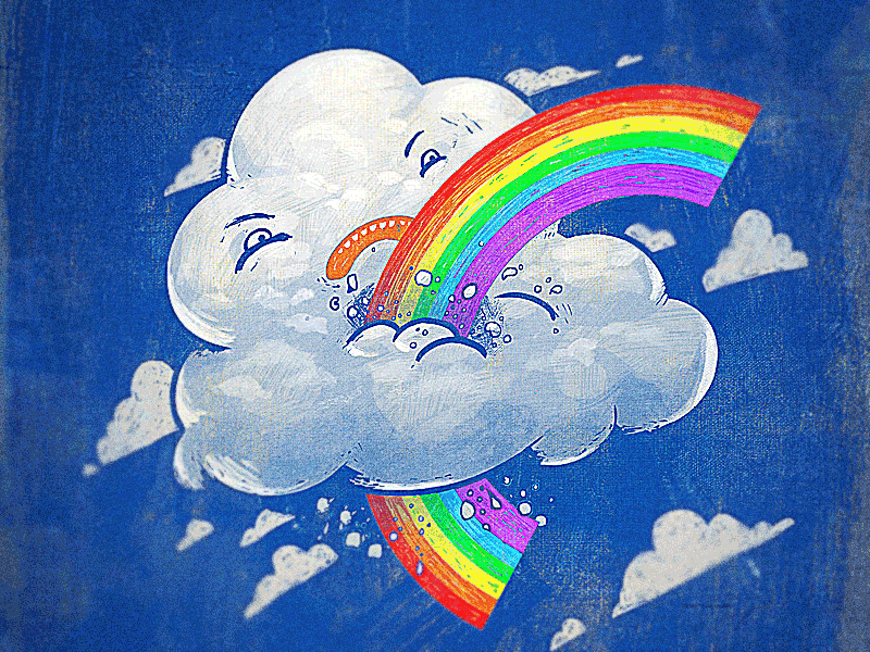 Cloud Hates Rainbow art artsy blue clouds digital art digital illustration evil funny illustration illustrator rainbow sky