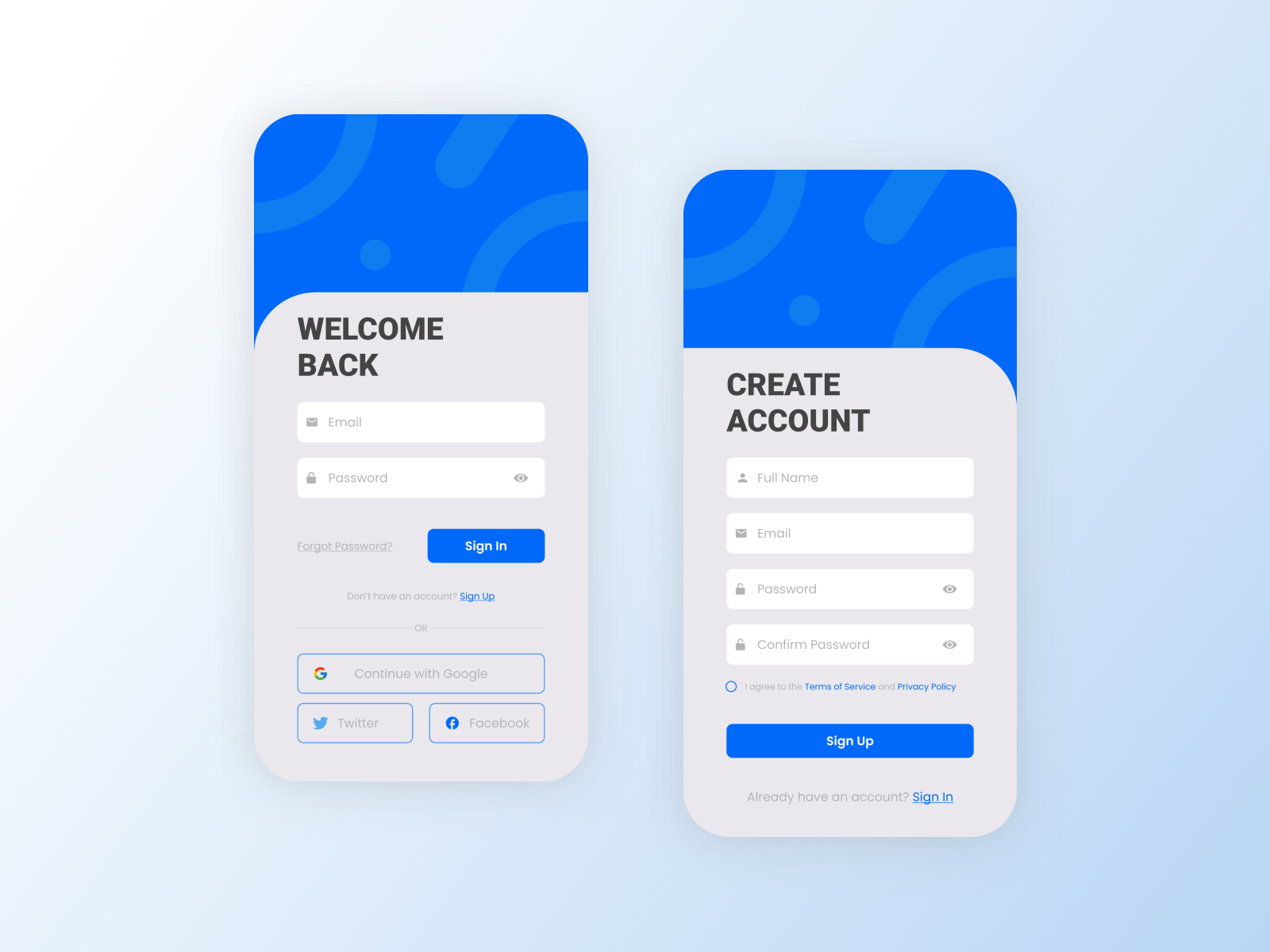 SIGN IN & SIGN UP SCREEN by Muhammad Naufal on Dribbble