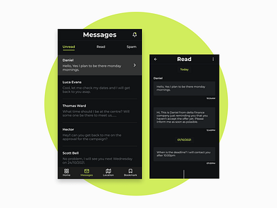 Messages & Contact | Design Concept chat contact design designconcept message minimal mobile ui notification ui uidesigners ux vector