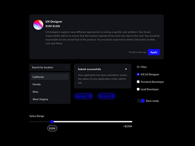 Job Portal - Components (Dark theme)