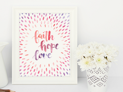 Faith Hope Love Watercolor Lettering brush brush lettering calligraphy hand lettering handlettering lettering starburst sunburst type typography watercolor