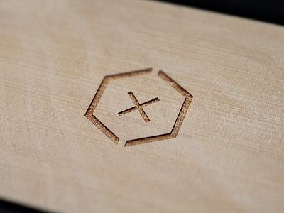 CxC Hexagon Icon Detail On Wood brand branding hexagon icon illustration kansas city kcmo logo maker wood wood worker x